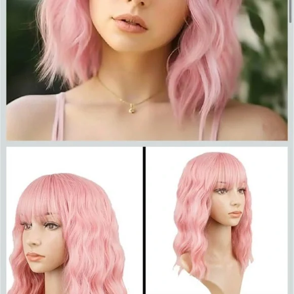 Wavy Pink Hair Wig - Picture 3 of 5